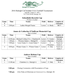 Raleigh GAA tournament 2016 v.2